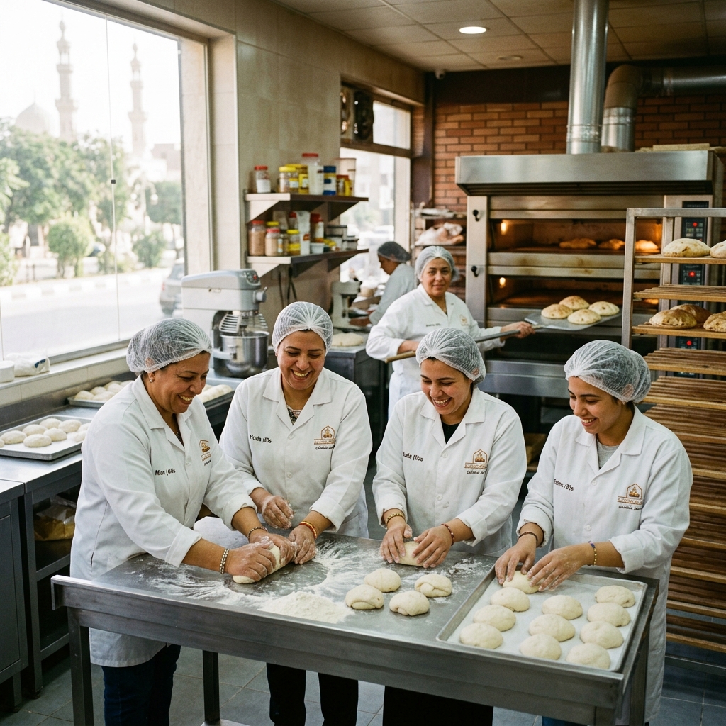 Empowered women working in KERN bakery